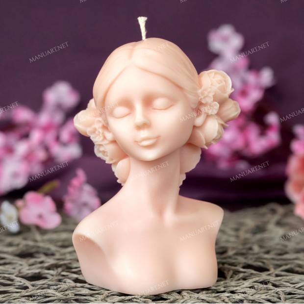 Silicone mold - Young Girl bust - for making soaps, candles and figurines