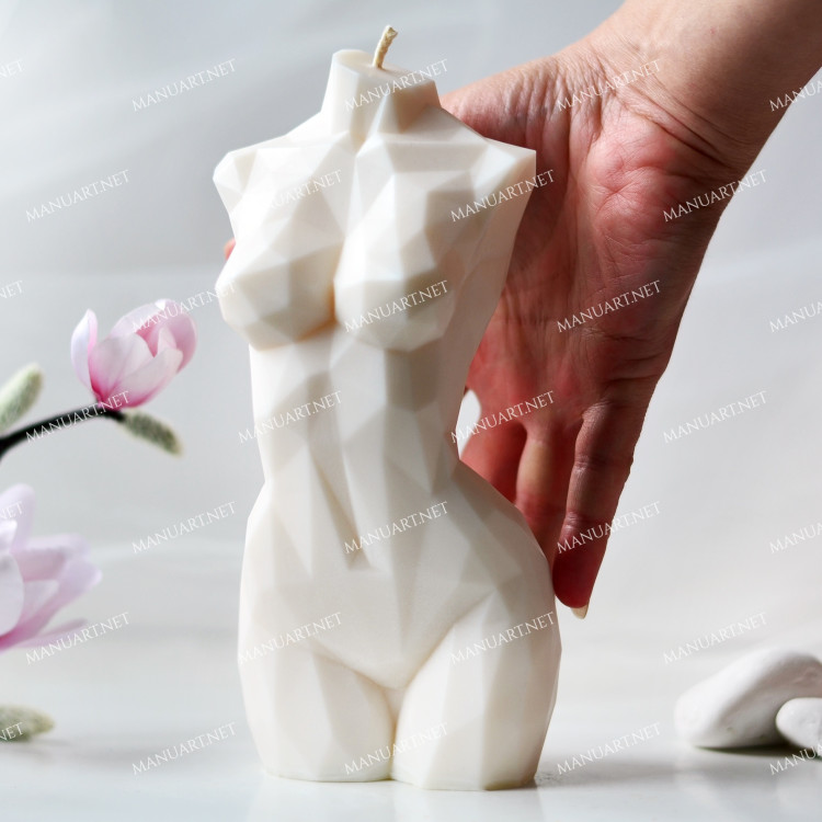 Silicone mold - Large 20 cm/8 inch geometric Woman torso 3D - for making soaps, candles and figurines