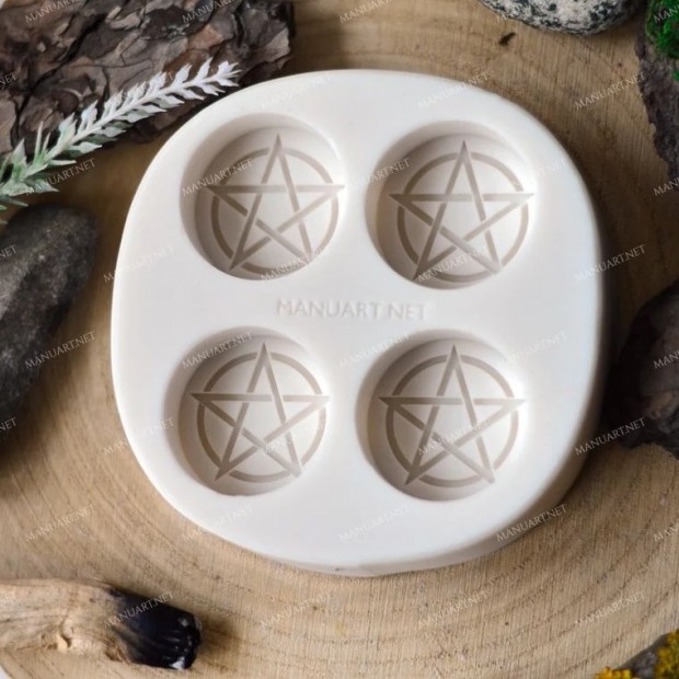 Silicone mold - Witchcraft symbols - 4 pentagrams - for making soaps, candles and figurines
