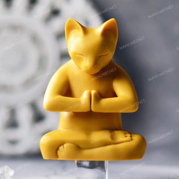 Silicone mold - Namaste cat - for making soaps, candles and figurines
