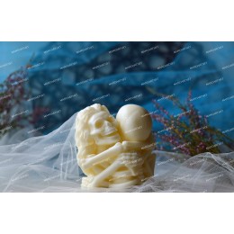 Silicone mold - Hugging skeletons - for making soaps, candles and figurines