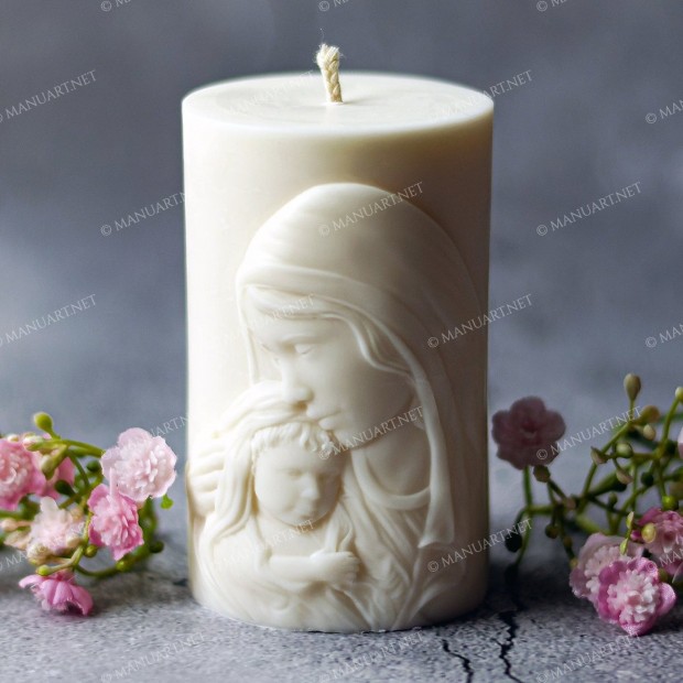Silicone mold - Virgin Mary with a Child Jesus Christ - Cylinder - for making soaps, candles and figurines