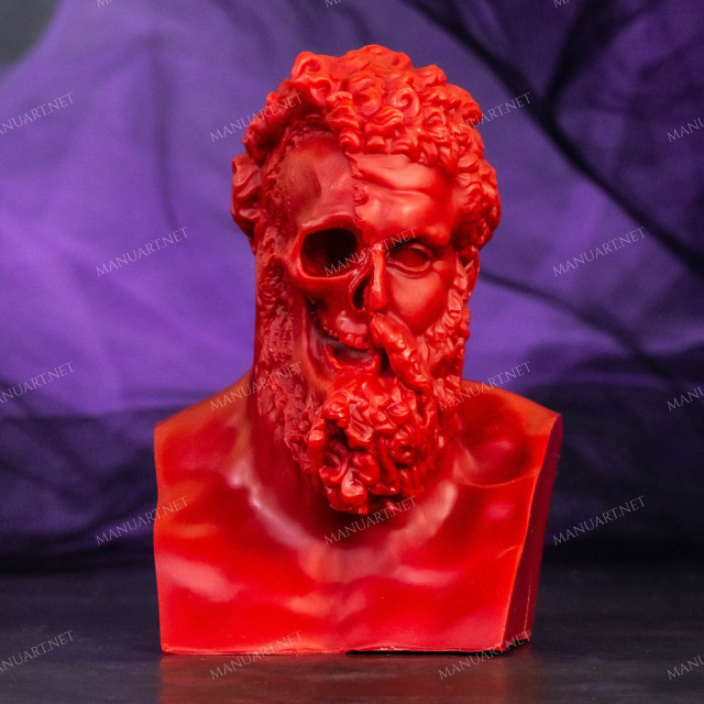 Silicone mold - Hercules half Skull Face bust - for making soaps, candles and figurines