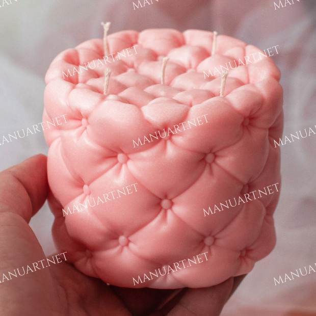 Silicone mold - BIG Round Tufted Ottoman - for making soaps, candles and figurines