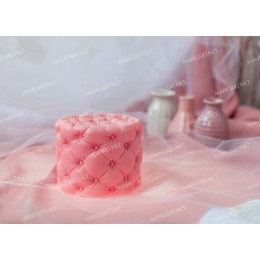 Silicone mold - BIG Round Tufted Ottoman - for making soaps, candles and figurines