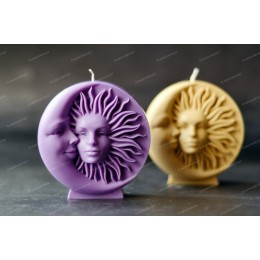 Silicone mold - Sun and Moon 2d #2 - for making soaps, candles and figurines