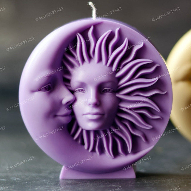 Silicone mold - Sun and Moon 2d #2 - for making soaps, candles and figurines