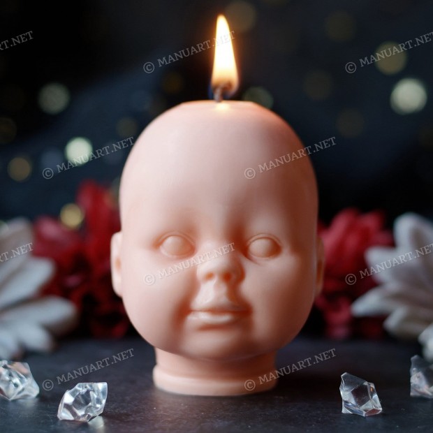 Silicone mold - Girl Doll head - for making soaps, candles and figurines