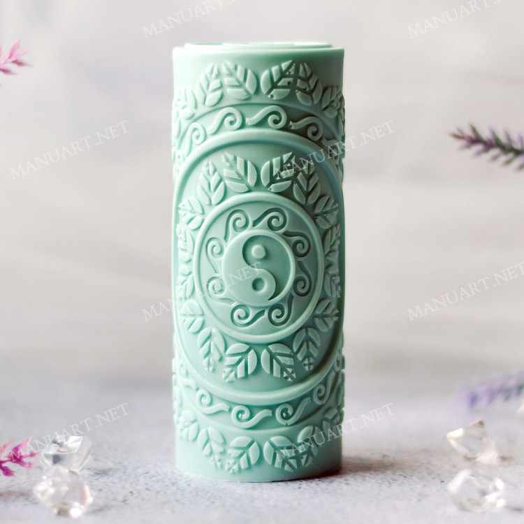 Silicone mold - Yin-yang mandala pillar cylinder 100mm - for making soaps, candles and figurines