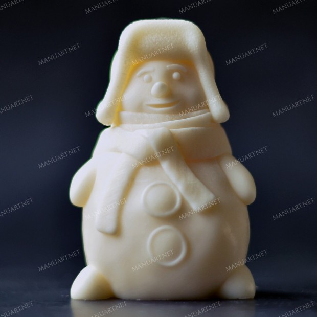 Silicone mold - Snowman in a hat and scarf 100mm - for making soaps, candles and figurines