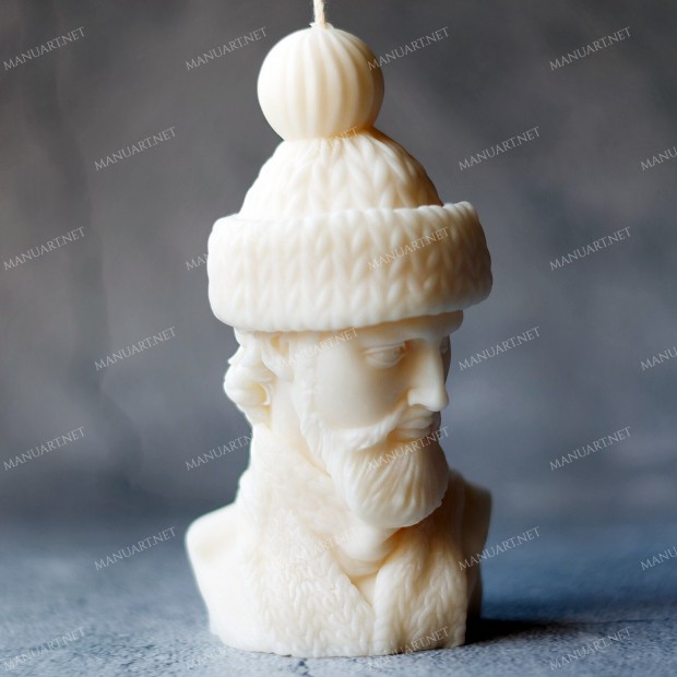 Silicone mold - Big David with beard in a winter hat - for making soaps, candles and figurines