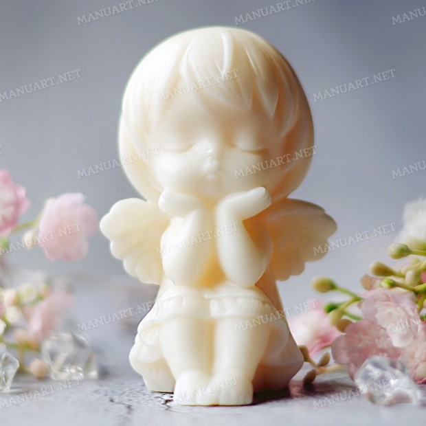 Silicone mold - Sitting Angel 75mm - for making soaps, candles and figurines
