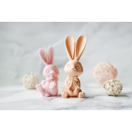 Silicone mold - Beautiful Bunny with long ears and a bow - for making soaps, candles and figurines