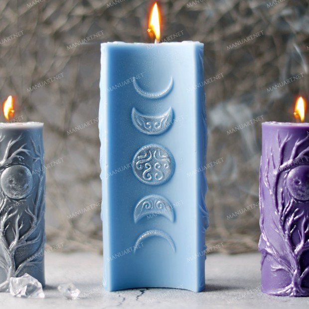 Silicone mold - Big Moon phases pillar 150mm - for making soaps, candles and figurines