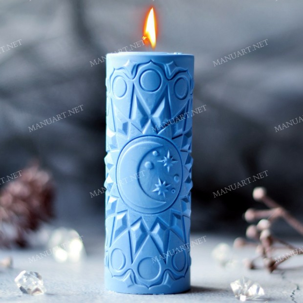 Silicone mold - Moon phases with crescent pillar 100mm - for making soaps, candles and figurines