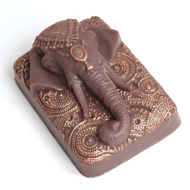 Indian Elephant Head Mold for Soap Making, Resin Crafts - Ornate Paisley Relief Mould