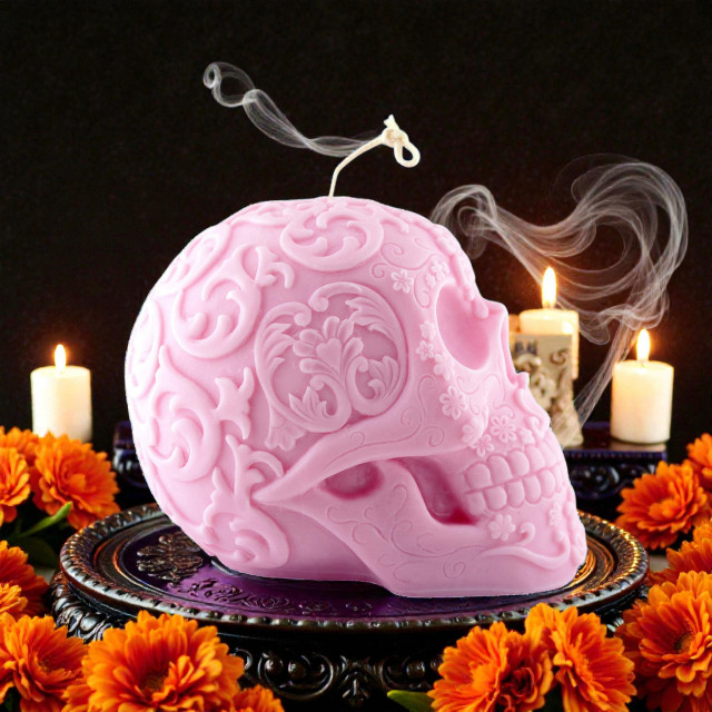 Big Mexican Skull Mold Gothic Candle, Soap, Resin, Plaster - magic, witchcraft, halloween silicone mould