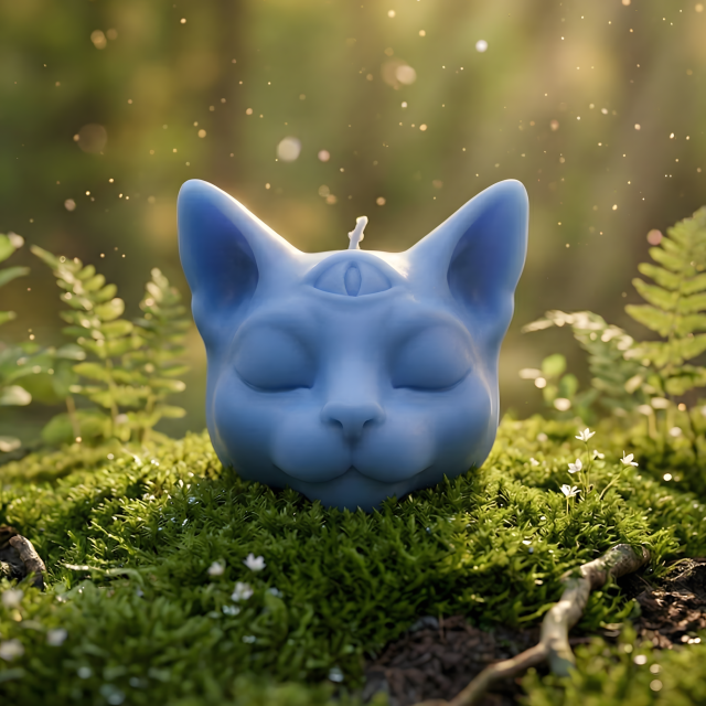 Buddha Cat Head Mold Gothic Style for Candle, Soap, Resin, Chocolate, Witchcraft Silicone Mould