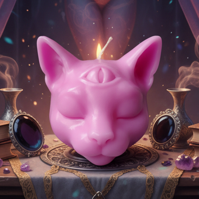 Buddha cat head mold 2inch-50mm third eye mystical, soft silicone candle mould