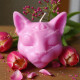 Buddha cat head mold 2inch-50mm third eye mystical, soft silicone candle mould