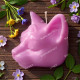 Buddha cat head mold 2inch-50mm third eye mystical, soft silicone candle mould