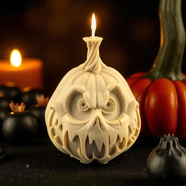 Creepy Pumpkin mold - pumpkin silicone moulds, Halloween candle mold, Jack o lantern mold, pumpkin face mold, scary pumpkin food grade mould