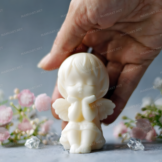 Sitting Angel Mold for candles, soap, resin, plaster - 3inch/75mm, baby silicone mould