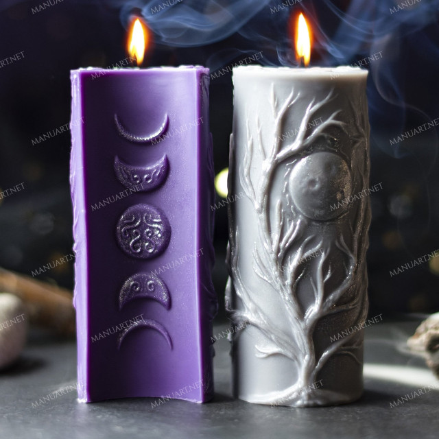 Moon Phases Pillar - Moon Silicone Mold, Triple Moon, Pillar Candle Mold, Silicone Candle Mold