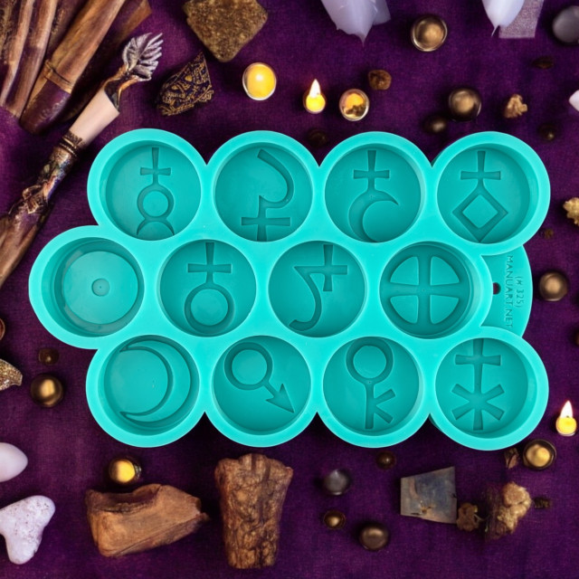 12 Astrological Symbols Silicone Mold - FOOD SAFE for Tealight Candles, Wax Melts, Resin Crafts, Chocolate, Zodiac, Candle Making