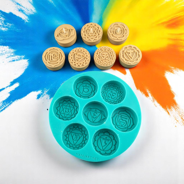 Seven Chakras Tealight Mold – silicone mold, chakra tealight mold, spiritual candle mold, chakra chocolate mold, tealight silicone mold, esoteric, energy balance