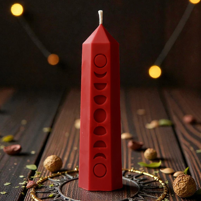 Moon phase crystal silicone mold, 130mm/5inch, celestial life cycle witchcraft candle mould