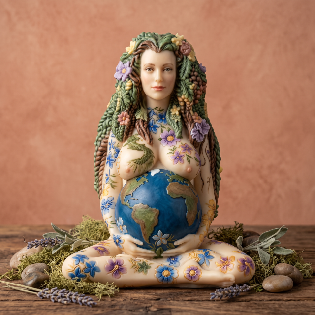 Mother Earth Mold for Making Altar Candles, Floral Soap, Plaster Figurines, Gaia Silicone Mould