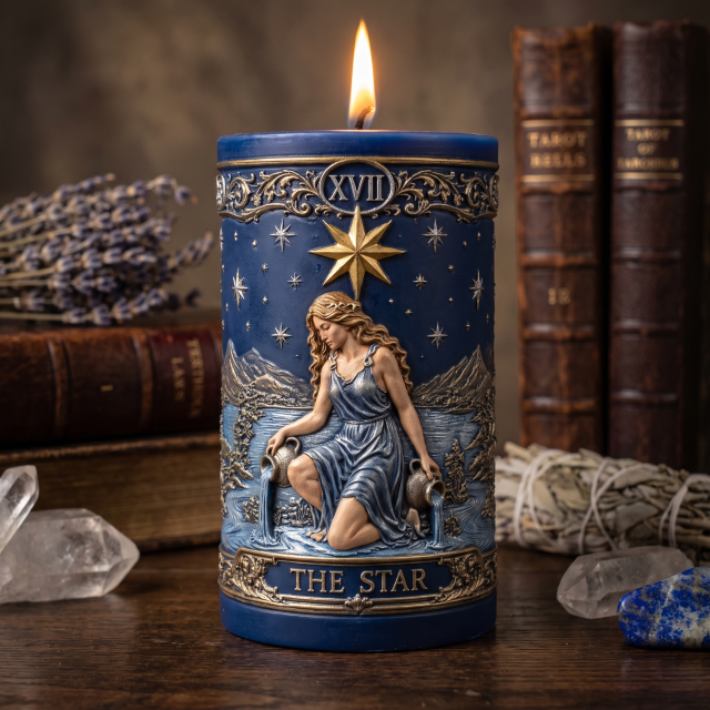 The Star Tarot Mold for Pillar Candles, Plaster Decor - Celestial Ritual Altar Mould