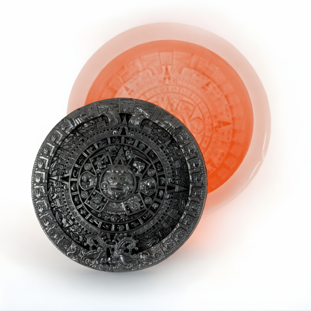 Aztec Calendar Mold for Soap, Candles, Resin, Plaster, Ancient Mexican Round Silicone Mould